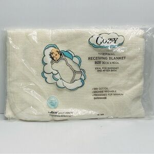 Vintage JE Morgan Cozy Thermal Baby Bassinet Bath Receiving Blanket 30”X 40”
